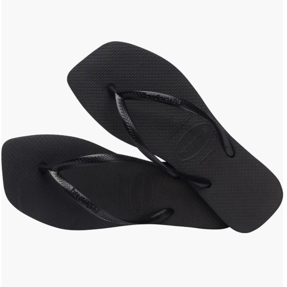 HAVAIANAS SQUARE TOE FLIP FLOP SANDAL - BLACK | SIZE 9 | BEST SELLER | NEW - Picture 8 of 9